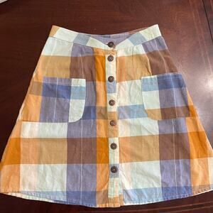 Meta Traders Skirt A Line Patchwork Full Botton Front Pockets 100 Cotton